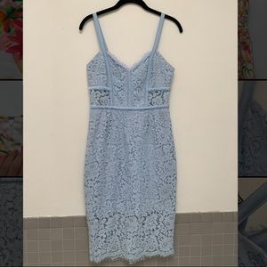 Express light blue midi lace dress